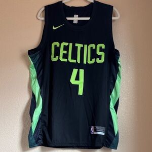 Holiday Nike Celtics Black and Neon Green Jersey
